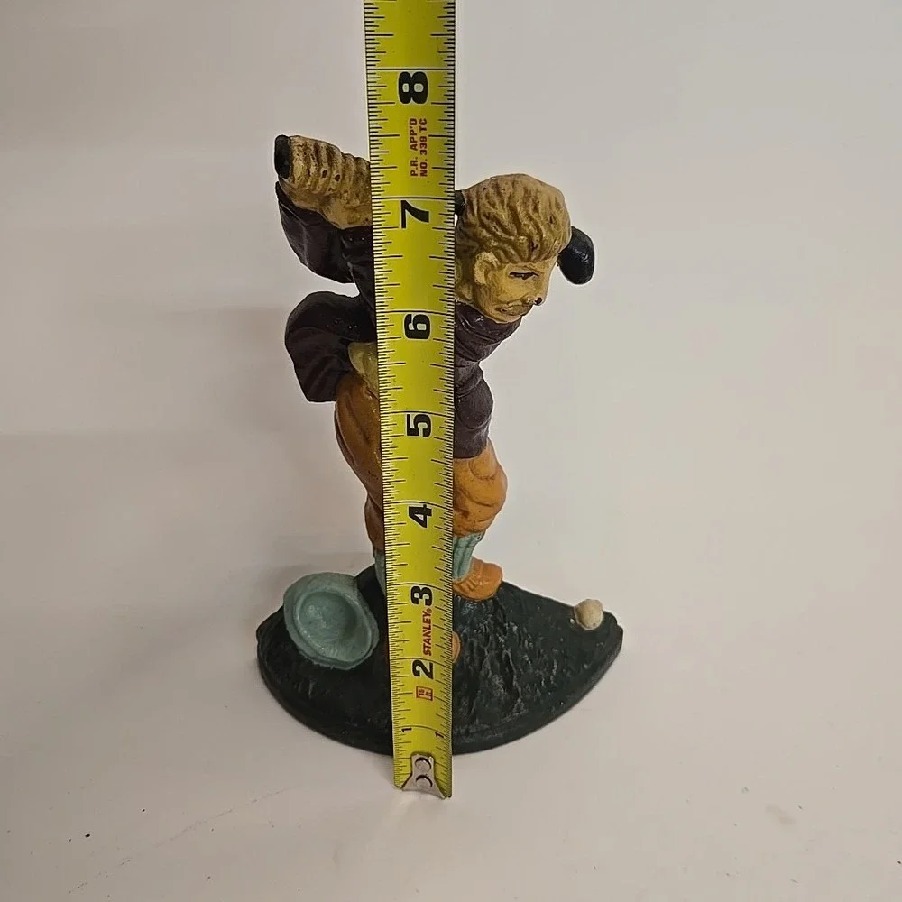 Vintage Cast Iron Golfer‎ Door Stop-Very Good